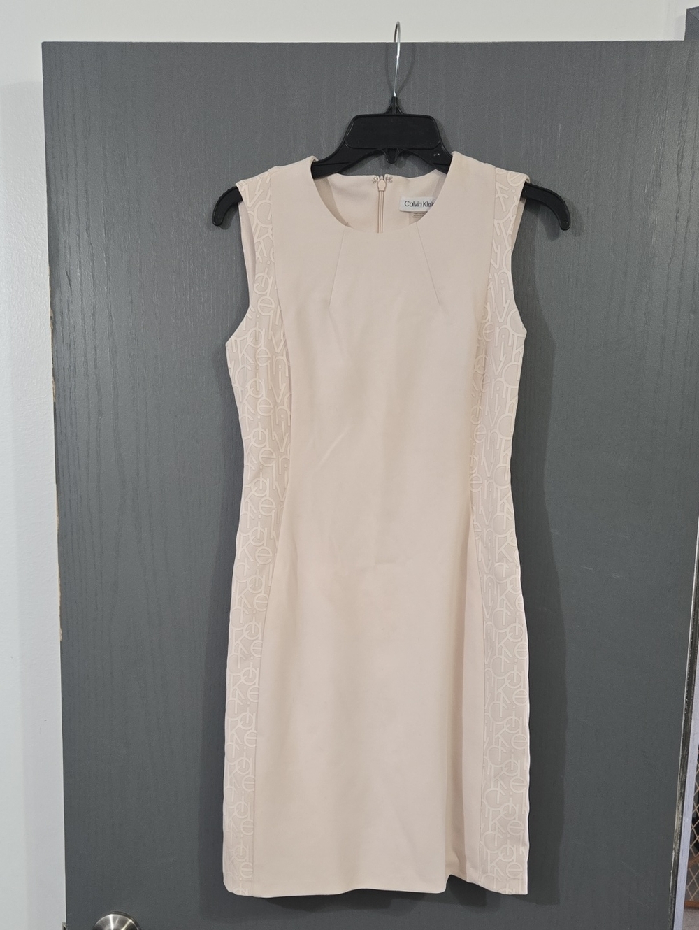 Calvin Klein Blush Sleeveless Midi Sheath Dress